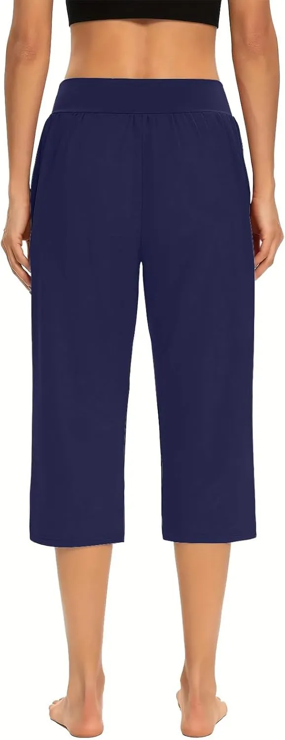 Capri Pants for Women Casual Summer Pants Stretchy Yoga Pants High Waisted Athletic Pants Crop Pants with Pockets