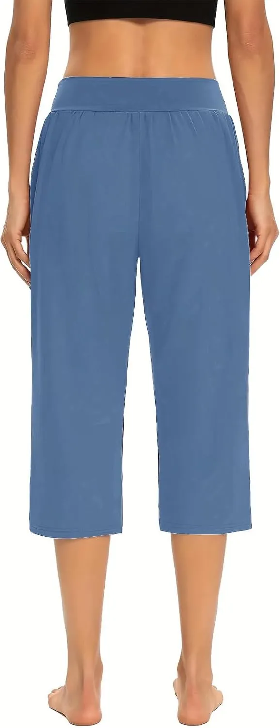 Capri Pants for Women Casual Summer Pants Stretchy Yoga Pants High Waisted Athletic Pants Crop Pants with Pockets