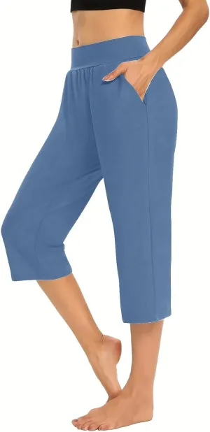 Capri Pants for Women Casual Summer Pants Stretchy Yoga Pants High Waisted Athletic Pants Crop Pants with Pockets