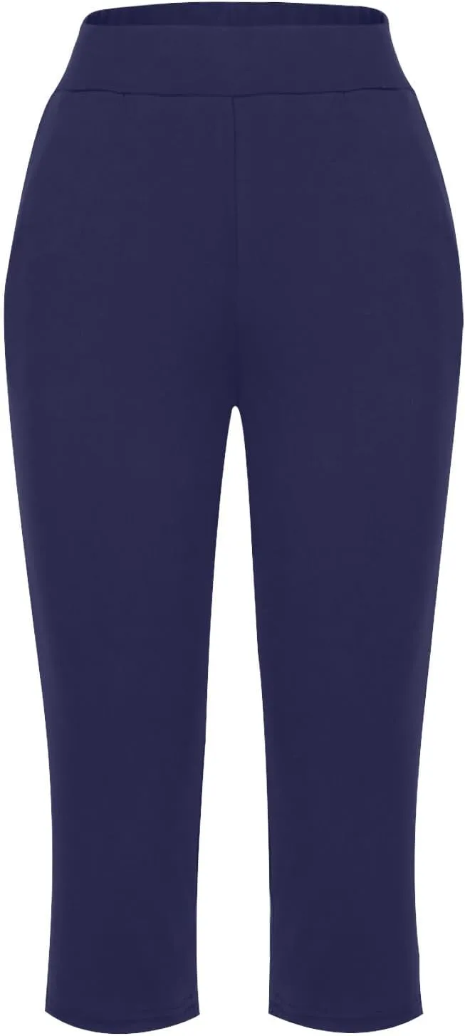 Capri Pants for Women Casual Summer Pants Stretchy Yoga Pants High Waisted Athletic Pants Crop Pants with Pockets