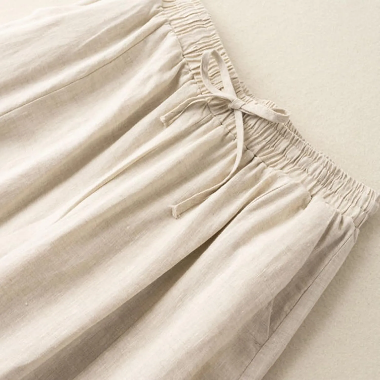 Capri Pants for Women Flowy Beach Pants Summer Elastic Pants Linen Palazzo Pants Workout Soft Pants Trousers