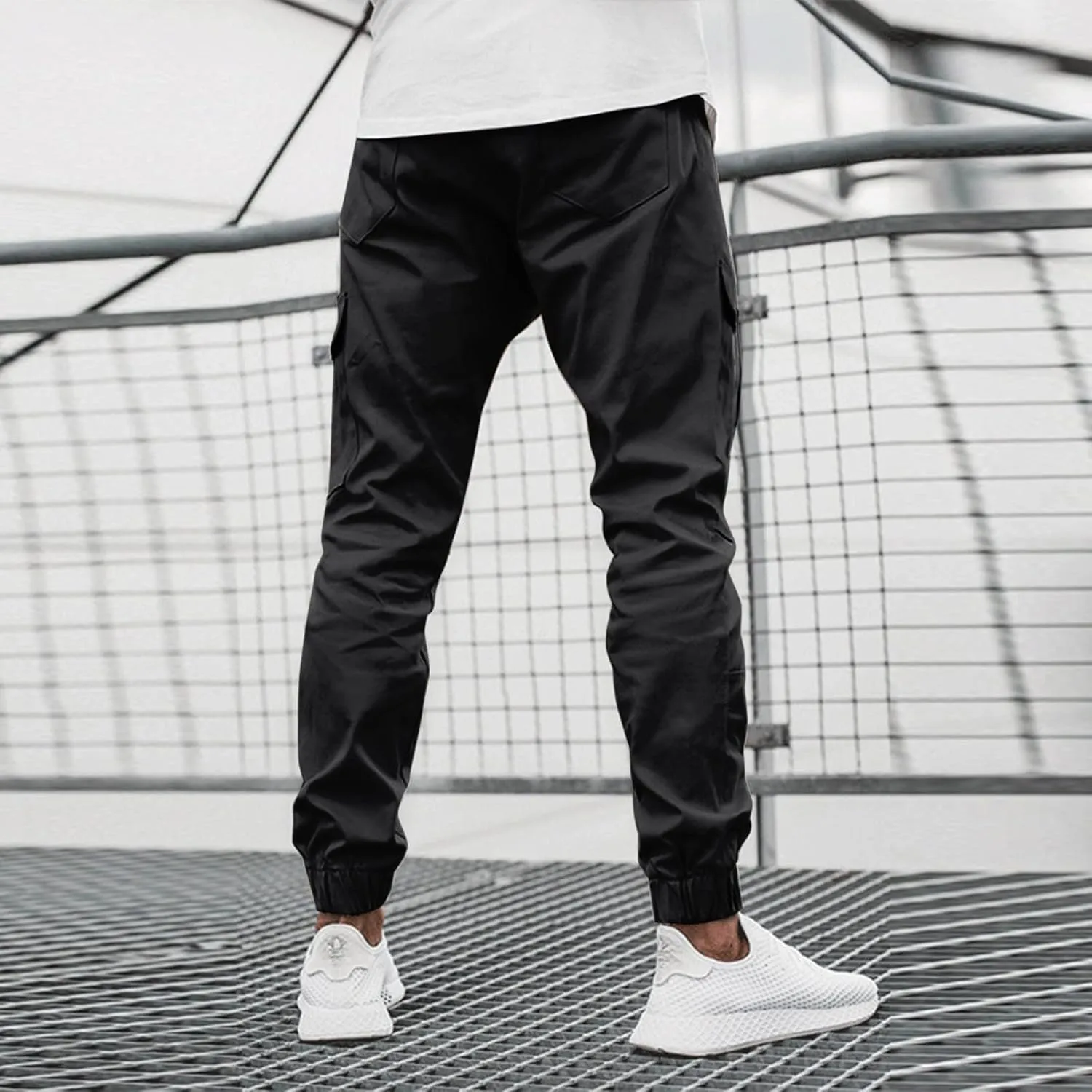 Cargo Pants for Men Big and Tall Pants for Men with Zipper Casual Pockets Street Sports Men's Slim Jogging Sweatpants