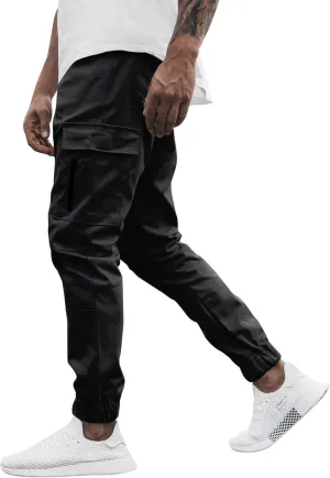 Cargo Pants for Men Big and Tall Pants for Men with Zipper Casual Pockets Street Sports Men's Slim Jogging Sweatpants