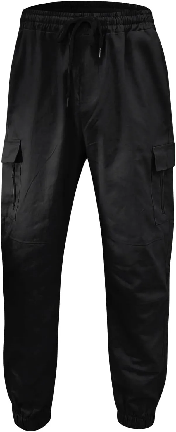 Cargo Pants for Men Big and Tall Pants for Men with Zipper Casual Pockets Street Sports Men's Slim Jogging Sweatpants
