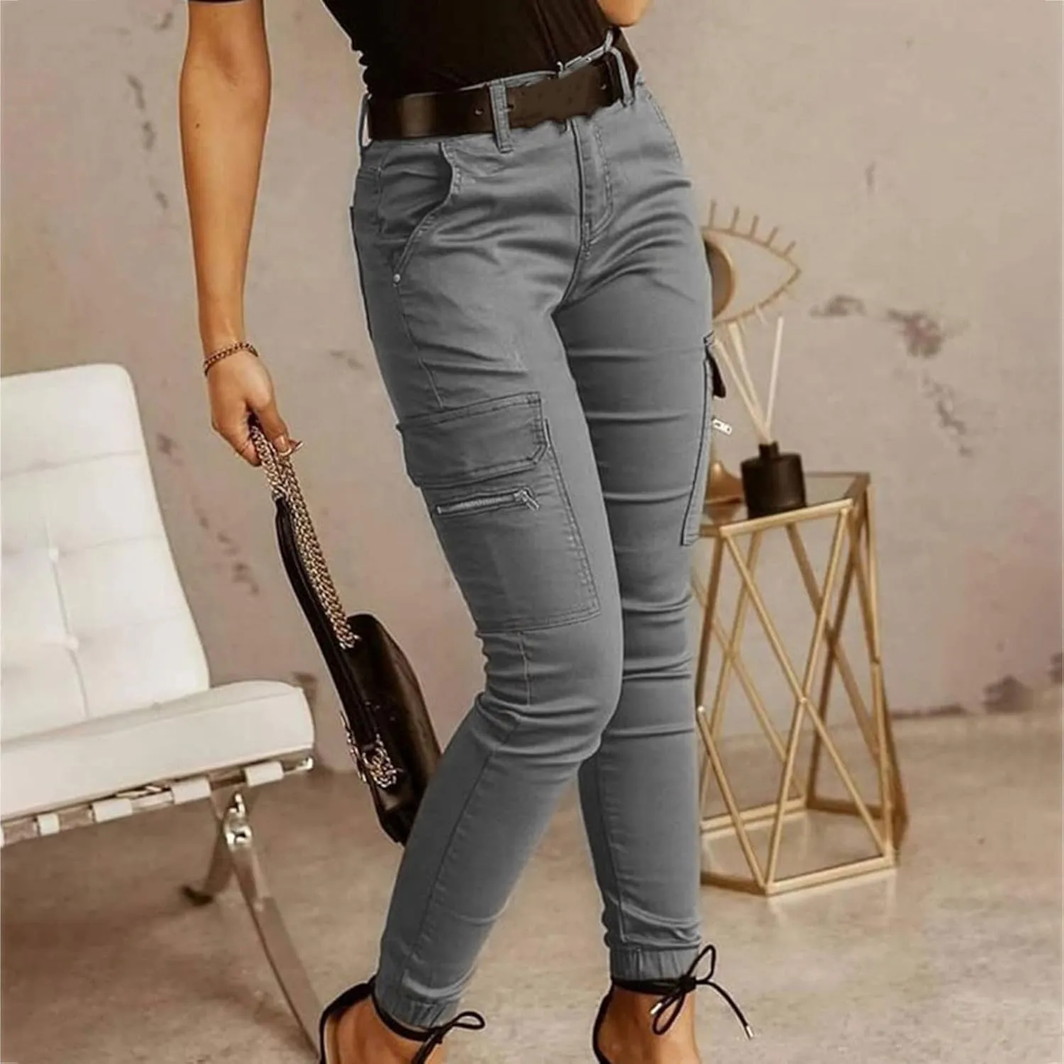 Cargo Pants Women Joggers Stretch Skinny Pants High Waisted Hiking Pants Tactical Pants Military Combat Cargo Pants