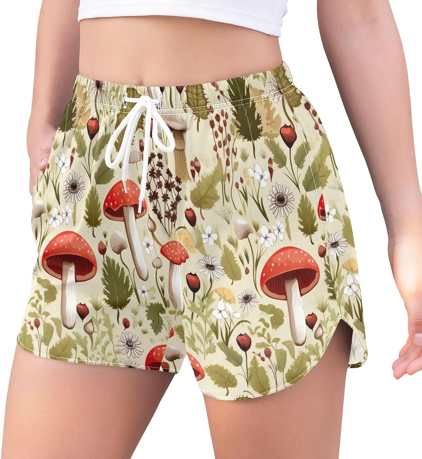 Colorful Mushrooms Women's Athletic Shorts Quick Dry Board Shorts Bike Shorts