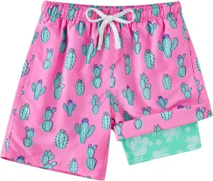 Cozople 7-20T Boys Swim Trunks with Compression Liner Big Boys Quick Dry Bathing Suit Stretch 2 in 1 Beach Swimming Shorts