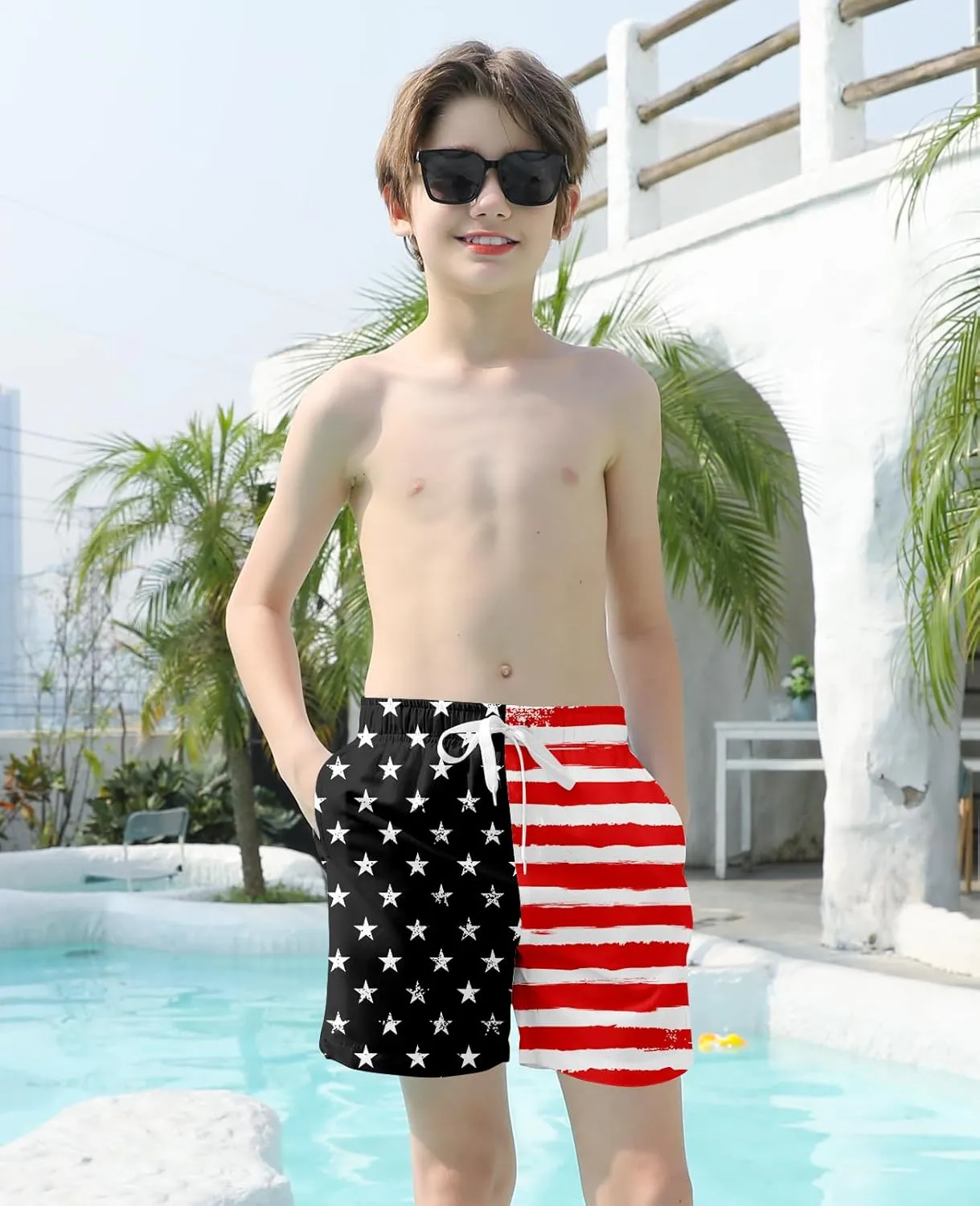 Cozople 7-20T Boys Swim Trunks with Compression Liner Big Boys Quick Dry Bathing Suit Stretch 2 in 1 Beach Swimming Shorts