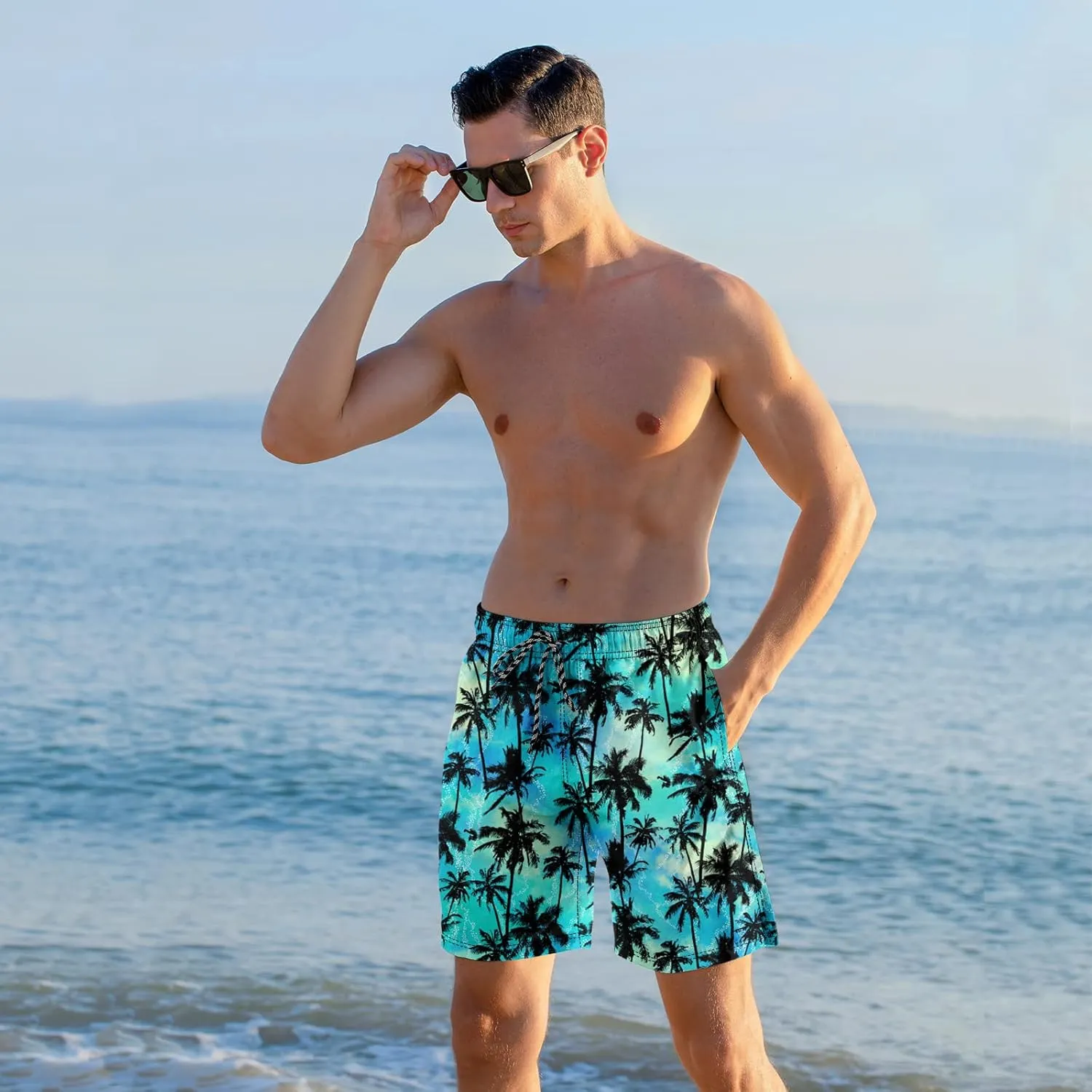 Cozople Mens Swimming Trunks with Compression Liner Swim Shorts 7 inch Quick Dry Bathing Suit Anti Chafe Boardshorts