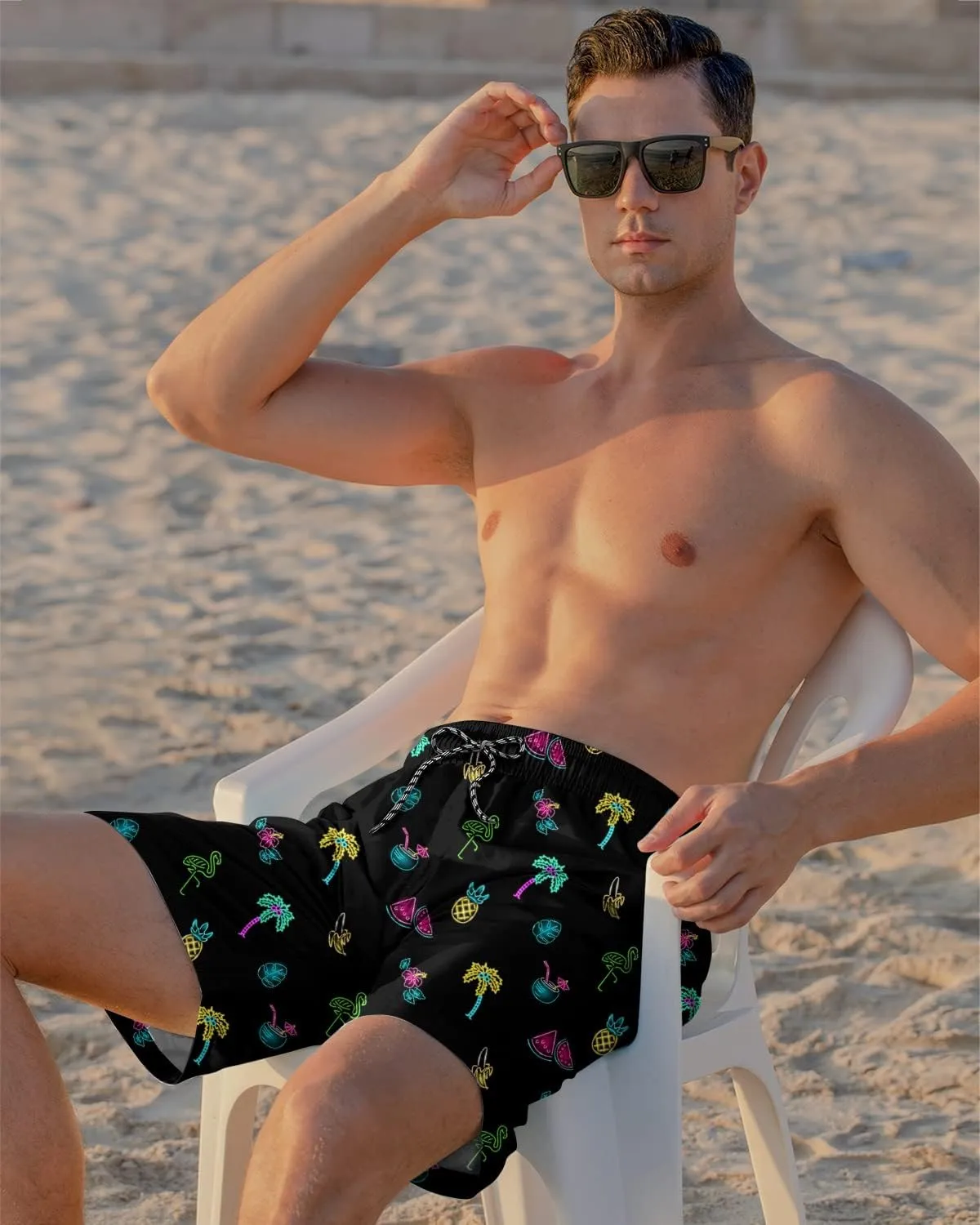 Cozople Mens Swimming Trunks with Compression Liner Swim Shorts 7 inch Quick Dry Bathing Suit Anti Chafe Boardshorts