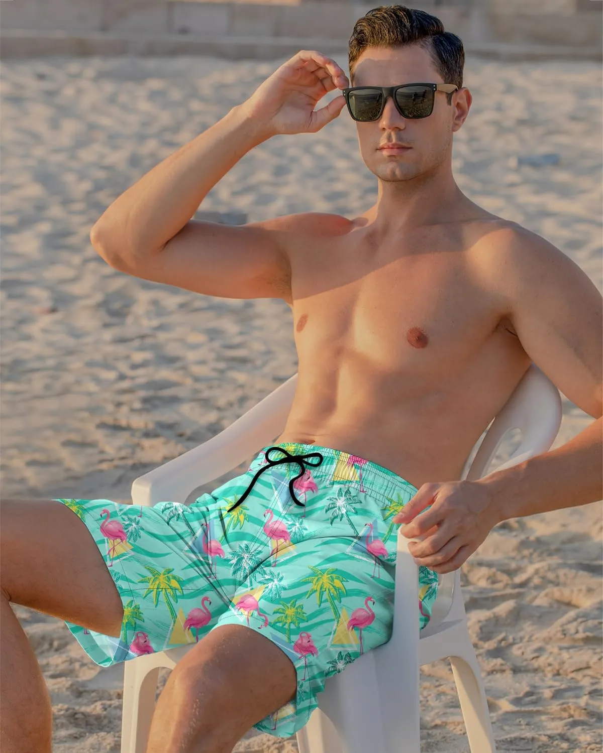 Cozople Mens Swimming Trunks with Compression Liner Swim Shorts 7 inch Quick Dry Bathing Suit Anti Chafe Boardshorts