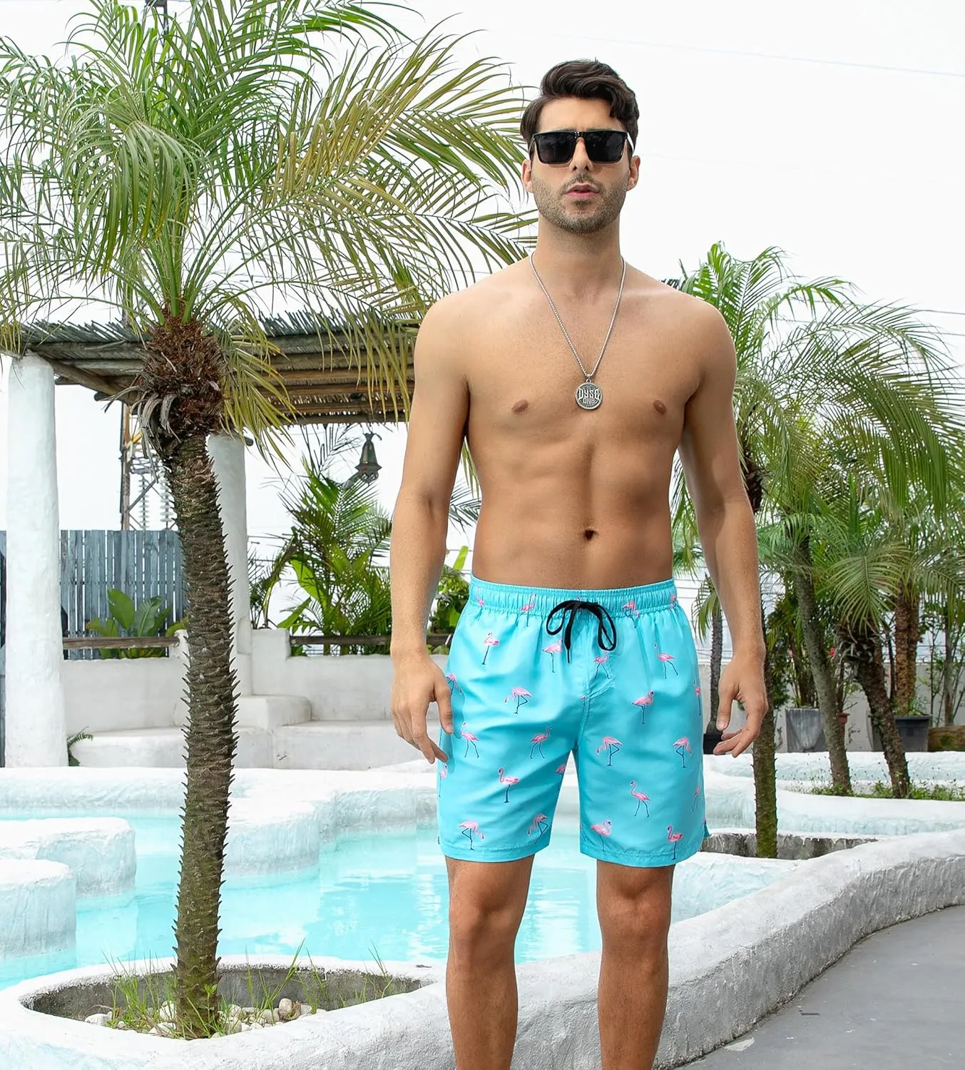 Cozople Mens Swimming Trunks with Compression Liner Swim Shorts 7 inch Quick Dry Bathing Suit Anti Chafe Boardshorts
