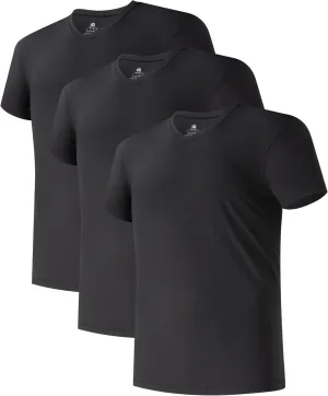DAVID ARCHY Men's Undershirts Combed Cotton T-Shirt Soft Moisture-Wicking Undershirt Crew Neck or V Neck Tees 3 Pack