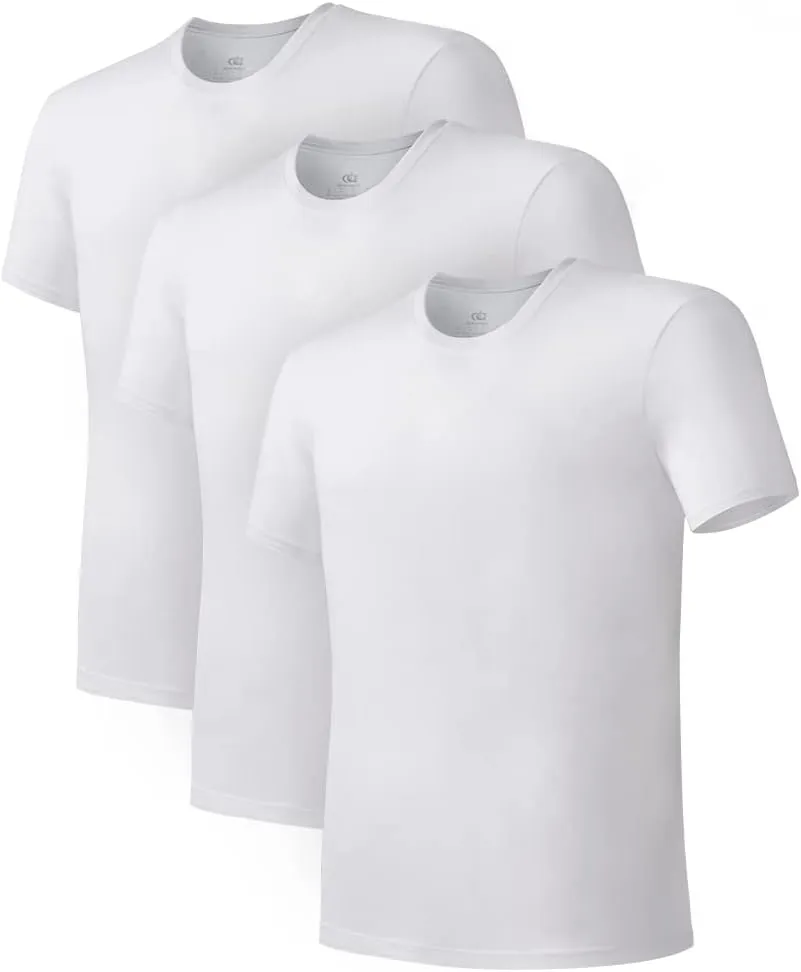 DAVID ARCHY Men's Undershirts Combed Cotton T-Shirt Soft Moisture-Wicking Undershirt Crew Neck or V Neck Tees 3 Pack