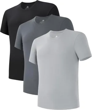 DAVID ARCHY Men's Undershirts Combed Cotton T-Shirt Soft Moisture-Wicking Undershirt Crew Neck or V Neck Tees 3 Pack