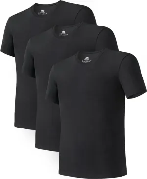 DAVID ARCHY Men's Undershirts Combed Cotton T-Shirt Soft Moisture-Wicking Undershirt Crew Neck or V Neck Tees 3 Pack