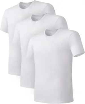 DAVID ARCHY Men's Undershirts Combed Cotton T-Shirt Soft Moisture-Wicking Undershirt Crew Neck or V Neck Tees 3 Pack