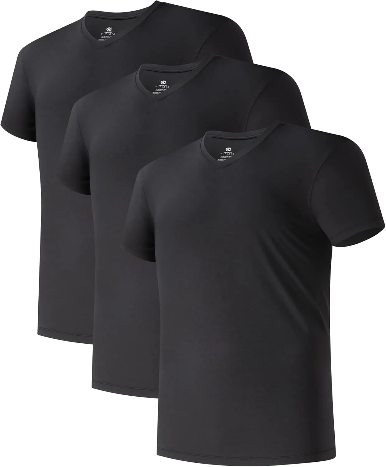 DAVID ARCHY Men's Undershirts Combed Cotton T-Shirt Soft Moisture-Wicking Undershirt Crew Neck or V Neck Tees 3 Pack