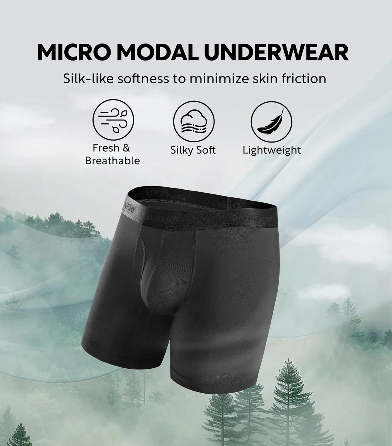 DAVID ARCHY Mens Underwear Ultra Soft Micro Modal Support Pouch Trunks Moisture Wicking Boxer Briefs for Men 3 or 4 Packs