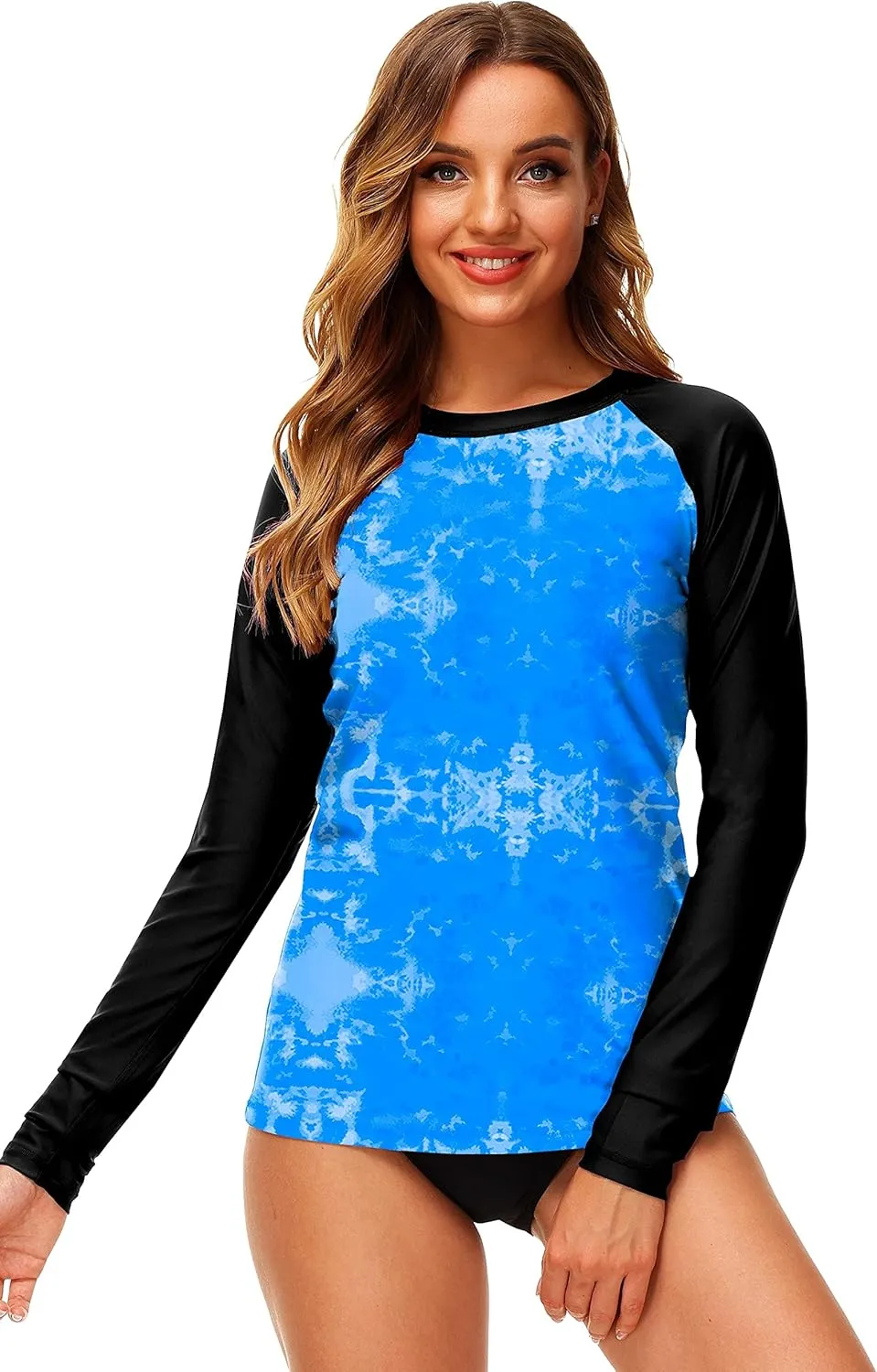 Deerose Women UPF 50  Rash Guard Printed Swim Shirts Surf Swimwear Top