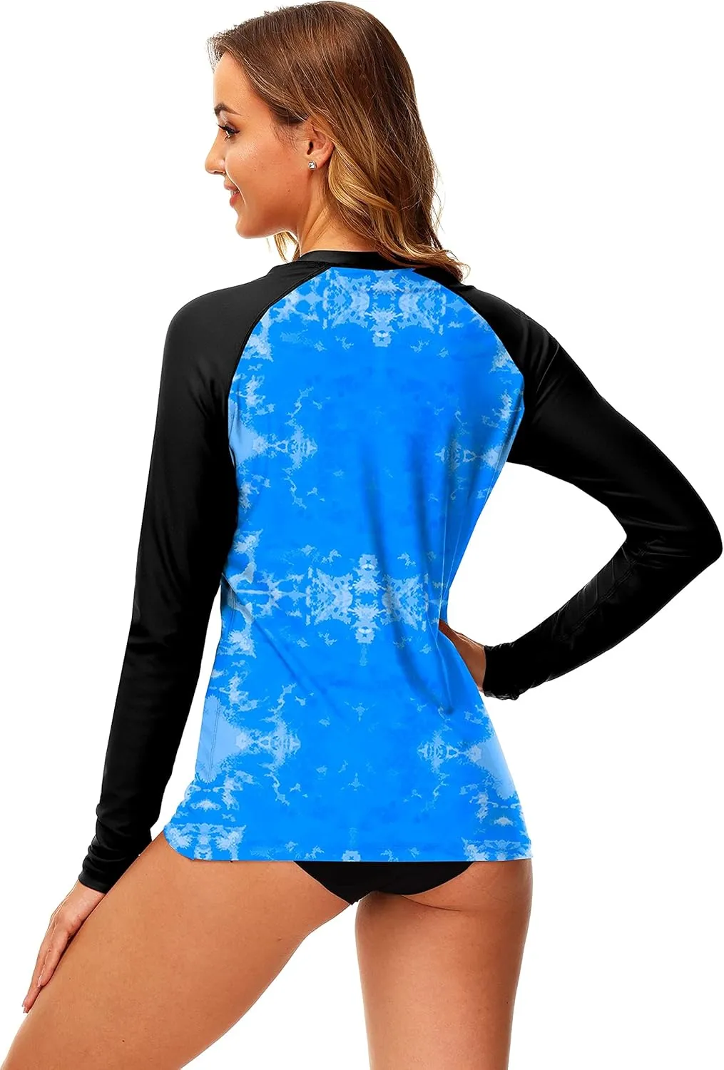 Deerose Women UPF 50  Rash Guard Printed Swim Shirts Surf Swimwear Top