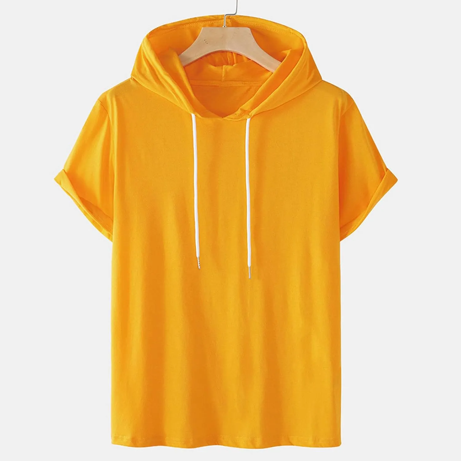 Dgoopd Men's Short Sleeve Hoodie Casual Loose Fit T-Shirts Men Plus Size Fashion Regular Fit Tees Lightweight Sweatshirt
