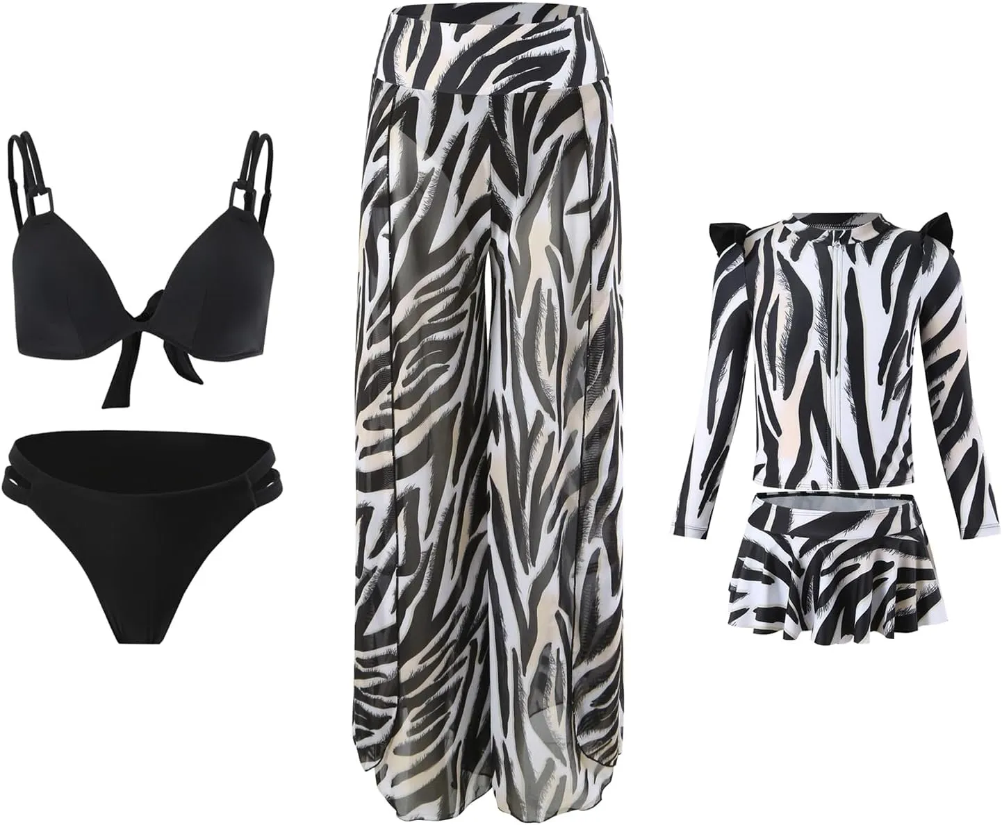 Family Matching Swimsuits Mommy and Me Swimwear Ruffled Printed Bathing Suits and Swim Trunks Sets Girl Beachwear