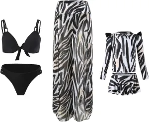 Family Matching Swimsuits Mommy and Me Swimwear Ruffled Printed Bathing Suits and Swim Trunks Sets Girl Beachwear