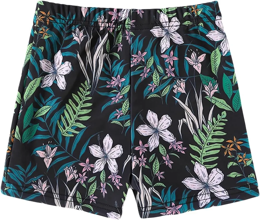 Family Matching Swimsuits Mommy and Me Swimwear Ruffled Printed Bathing Suits and Swim Trunks Sets Girl Beachwear