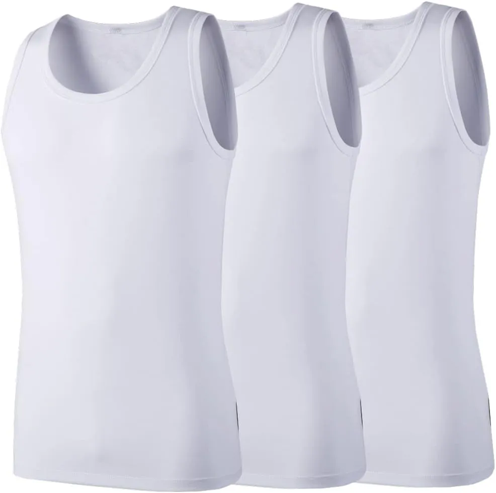 FORBEMK Men's Undershirts Crew Neck Cotton ComfortSoft Sleeveless Ribbed Tank Top Undershirts 3 Pack