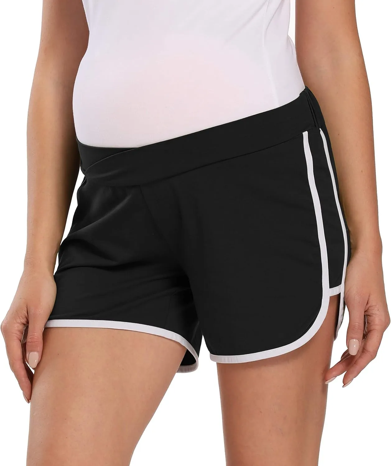 Foucome Women's Maternity Workout Shorts Over The Belly Quick-Dry Athletic Sports Running Shorts