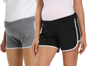 Foucome Women's Maternity Workout Shorts Over The Belly Quick-Dry Athletic Sports Running Shorts