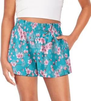 Girls Athletic Shorts Size 1-16 Kids High Waist Butterfly Shorts for Girls Flowy Shorts Summer Butterfly Shorts