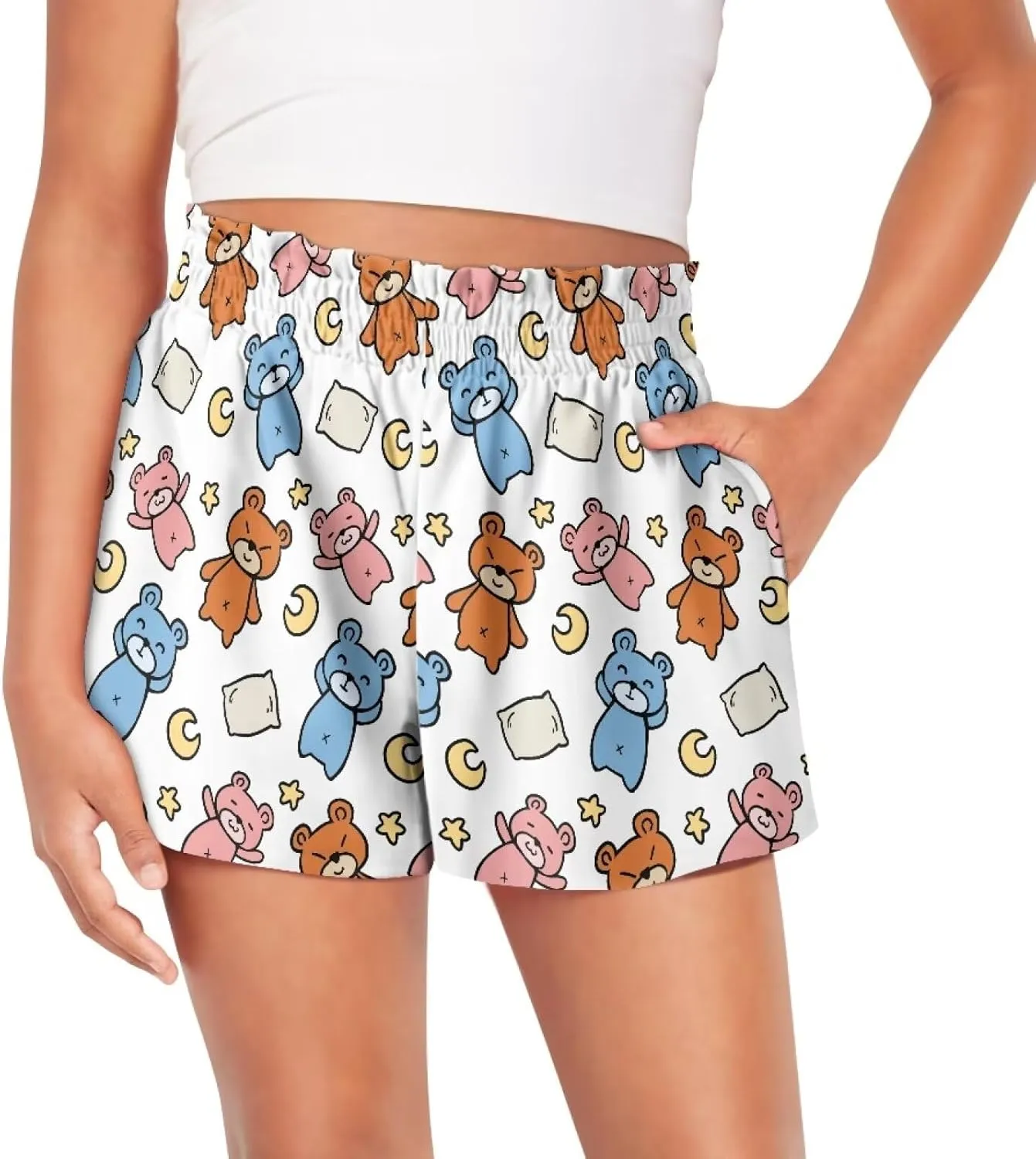 Girls Athletic Shorts Size 1-16 Kids High Waist Butterfly Shorts for Girls Flowy Shorts Summer Butterfly Shorts