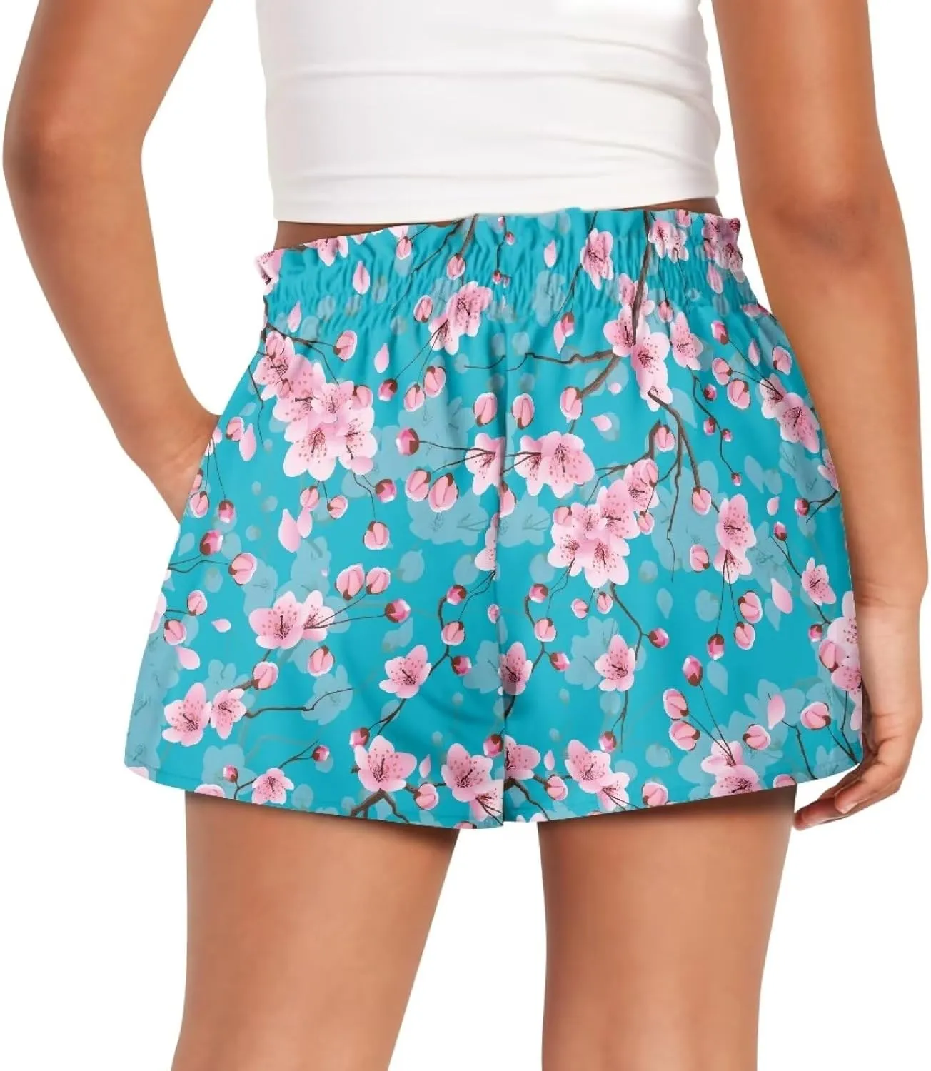 Girls Athletic Shorts Size 1-16 Kids High Waist Butterfly Shorts for Girls Flowy Shorts Summer Butterfly Shorts