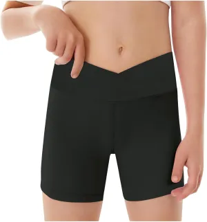 Girls Boys B𝗶ke Shorts Volleyball Spandex Shorts Kids Pull on Dance Yoga Workout Athletic Running Compression Short