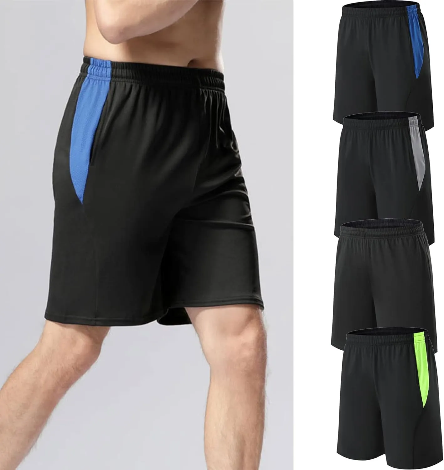 GOKKILRW Mens Athletic Shorts Running Mens Soccer Shorts 9" Mesh Basketball Shorts Active Gym Shorts with Pockets Lightweight