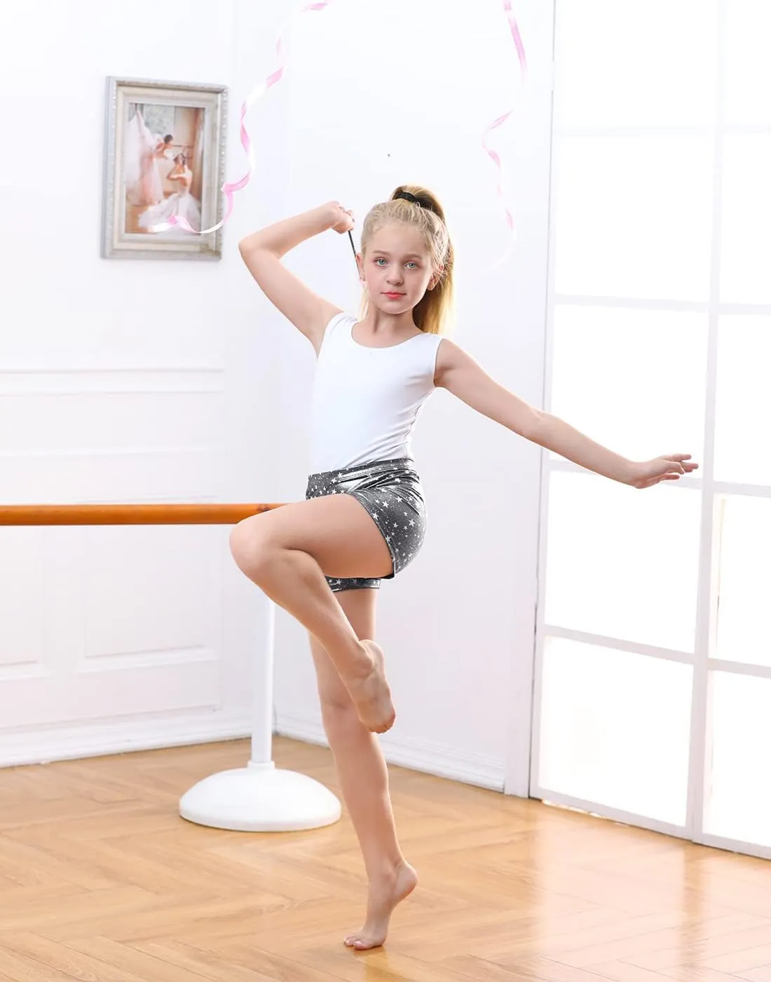 HDE Gymnastics Shorts for Girls Dance Short Glitter Sparkle Tumbling Bottoms