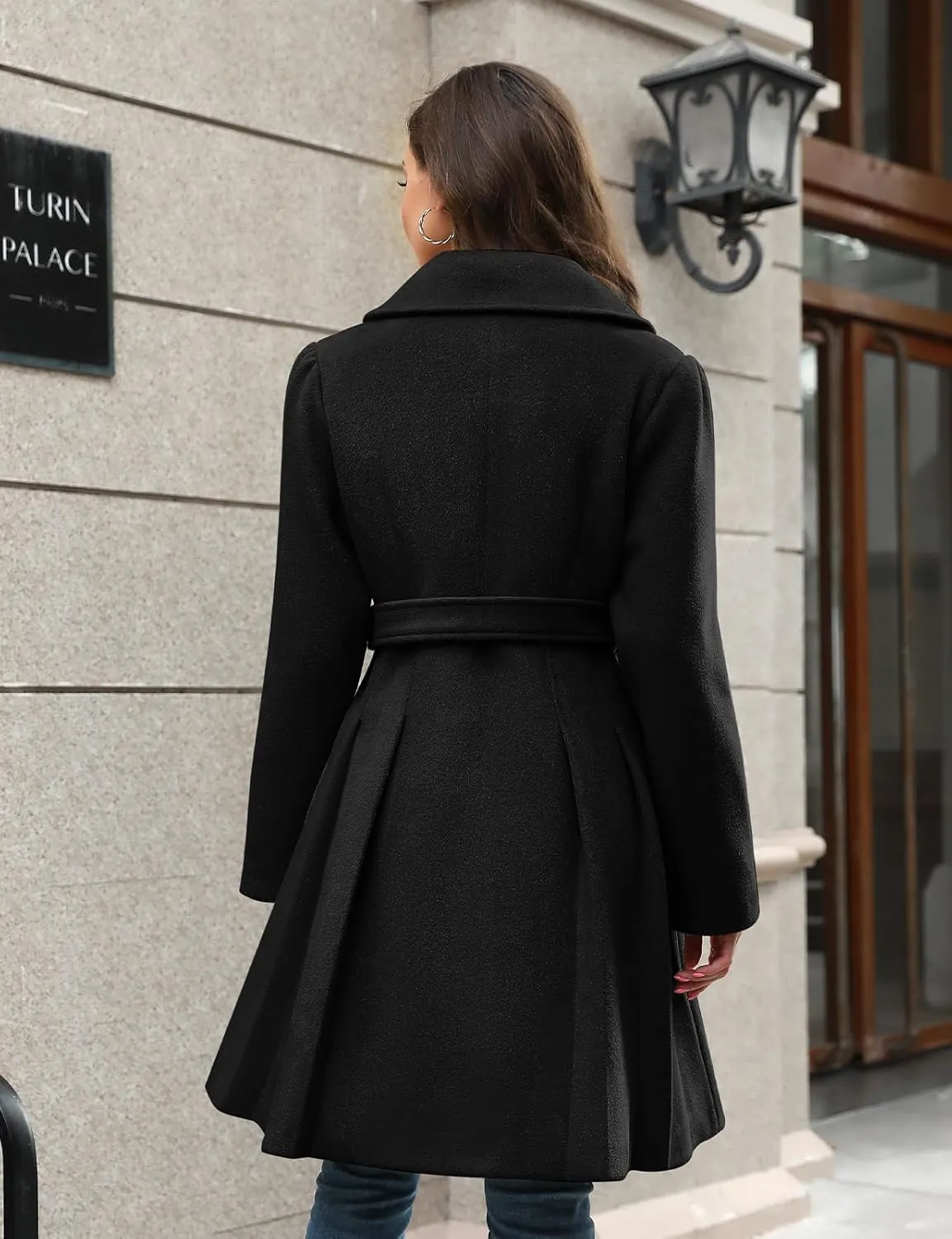 HEEKPEK Women’s Wool Blend Trench Coat Slim Double Breasted Notch Lapel Pea Coat Thick A Line Jacket with Pockets(S-XXL)
