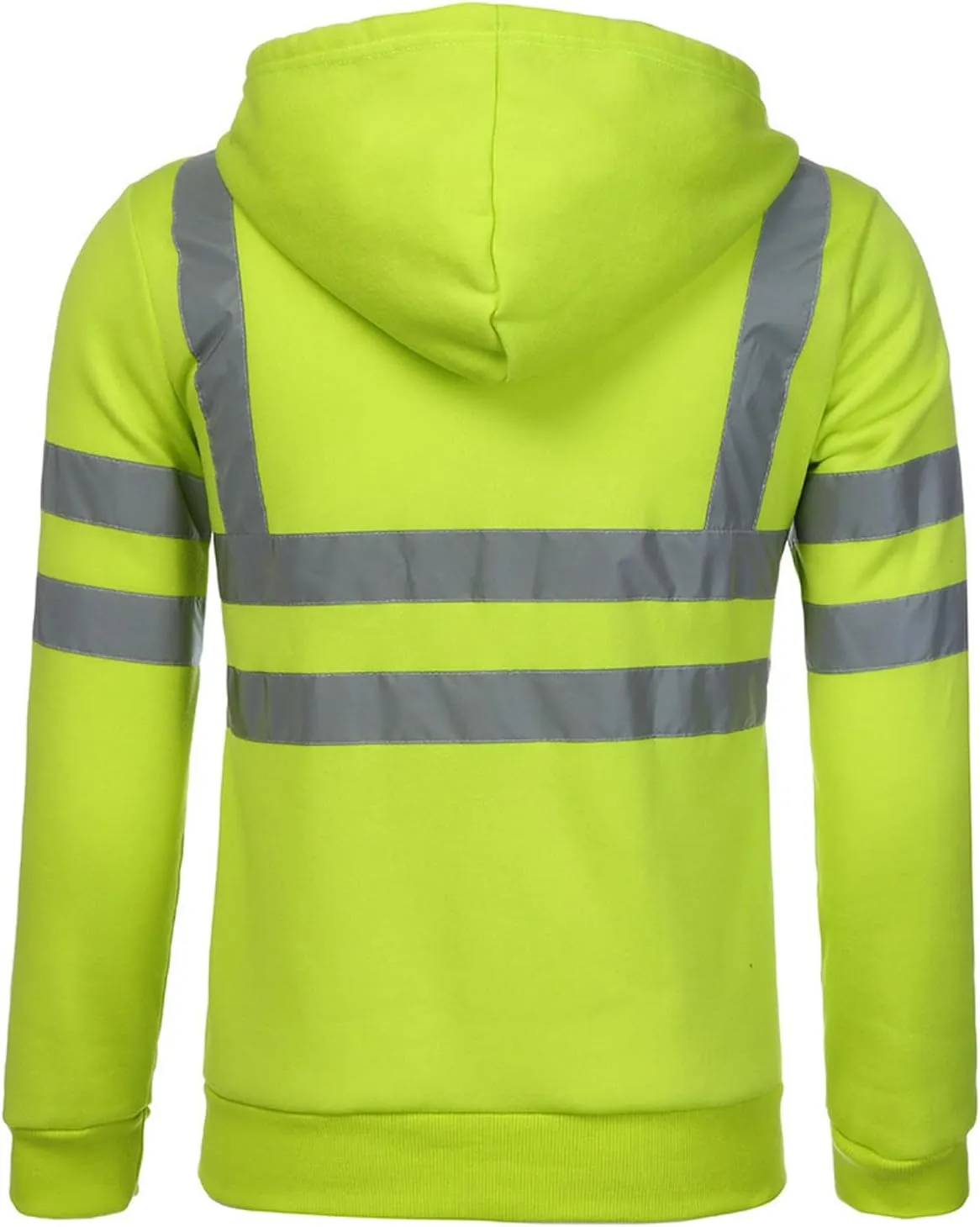 High Visibility Safety Sweatshirt for Men Full Zip Up Hooded Jacket Work Utility Hi-Vis Hoodies Novelty Outwear Top