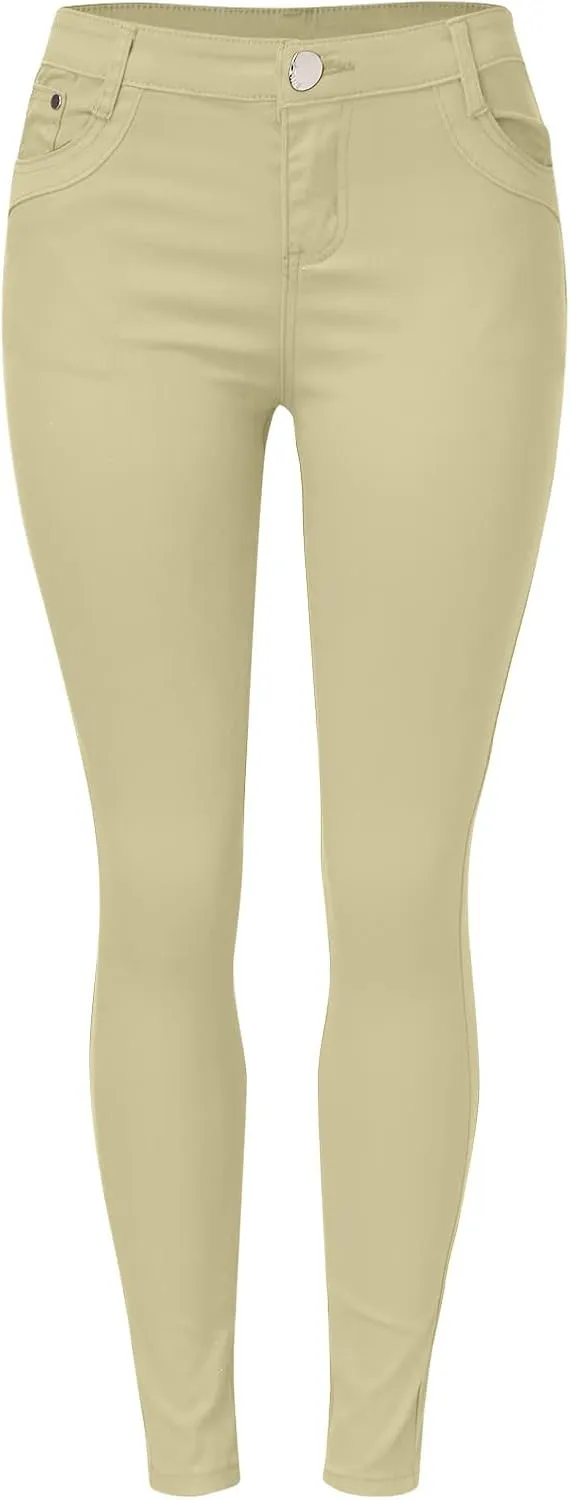 High Waisted-Rise Colored Stretch Skinny Destroyed Ripped Distressed Jeans for Women