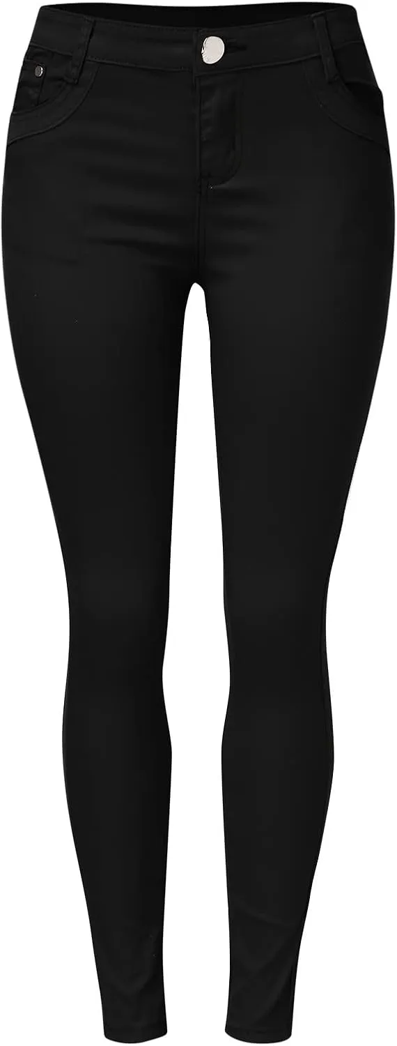 High Waisted-Rise Colored Stretch Skinny Destroyed Ripped Distressed Jeans for Women