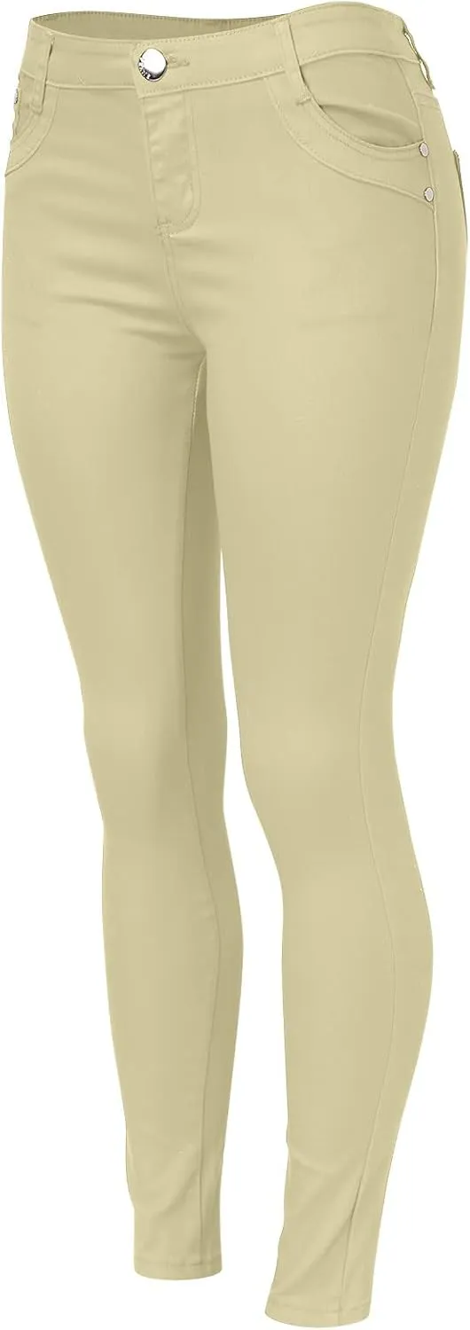 High Waisted-Rise Colored Stretch Skinny Destroyed Ripped Distressed Jeans for Women