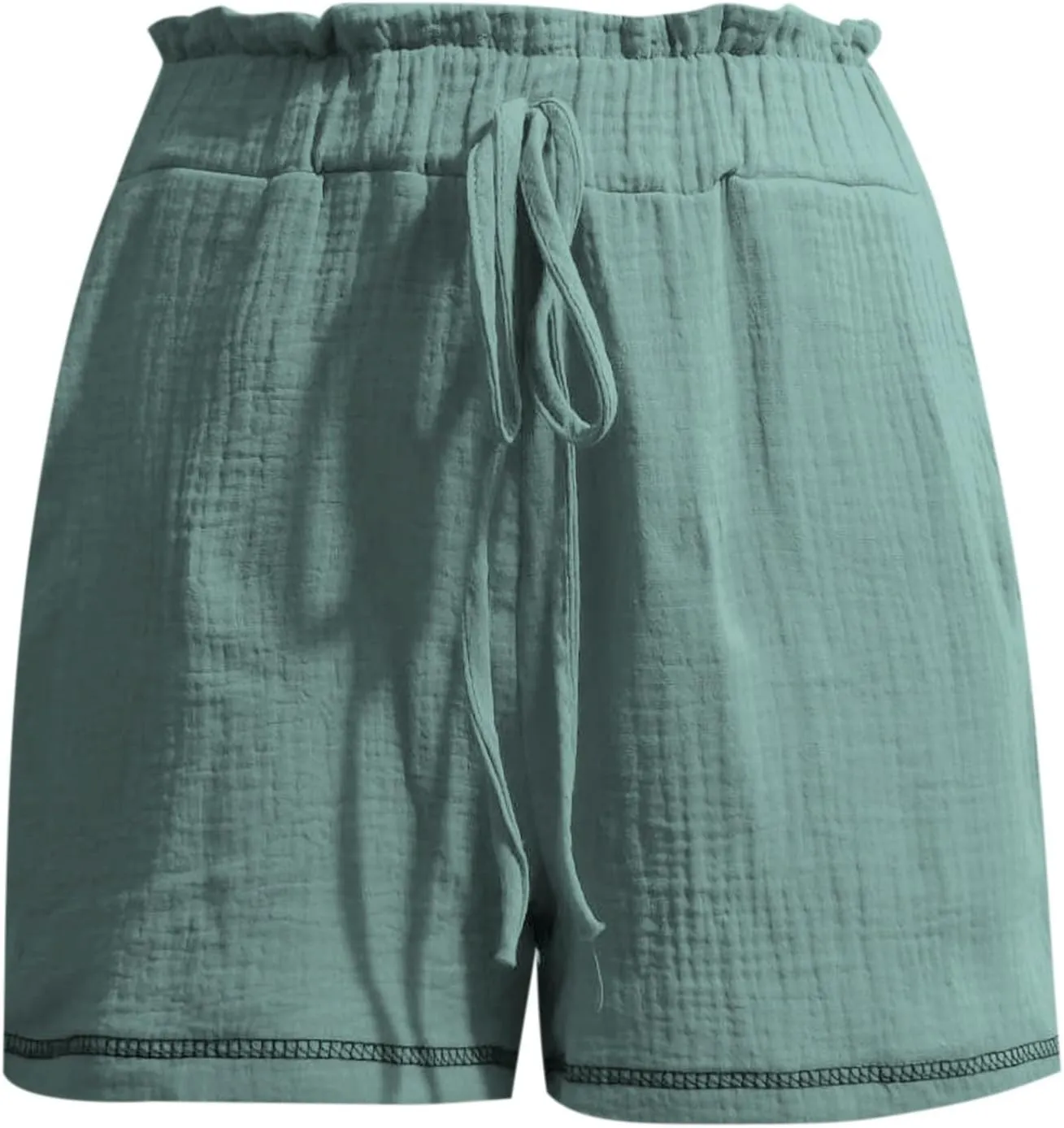 High Waisted Shorts for Women Trendy Summer Ruffle Shorts Drawstring Elastic Waist Flowy Shorts Casual Bermuda Shorts