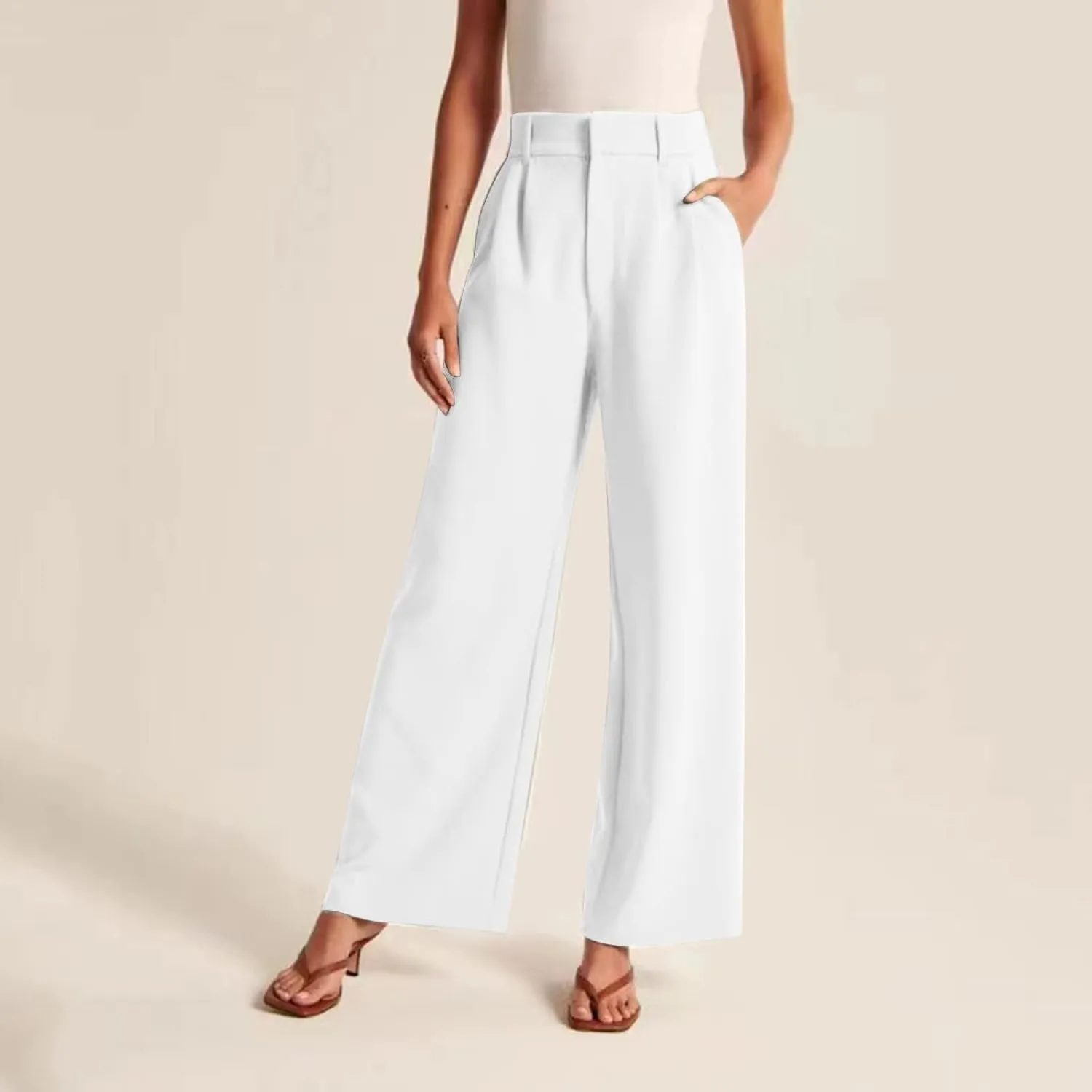 High Waisted Work Pants for Women Business Casual Outfits 2025 Office Dressy Pants Trousers with Pockets