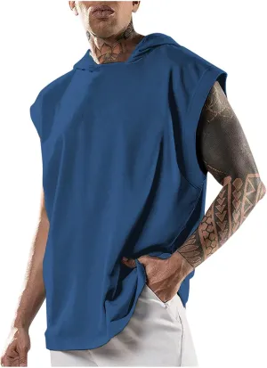 Hooded Muscle Tank Tops for Men Workout Sleeveless Gym Hoodies Cut Off Shirt Moisture Wicking Bodybuilding T-Shirt 2025