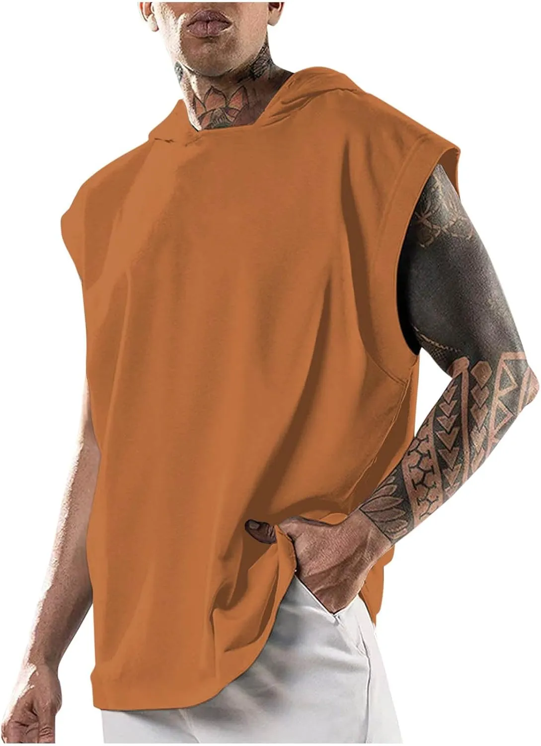 Hooded Muscle Tank Tops for Men Workout Sleeveless Gym Hoodies Cut Off Shirt Moisture Wicking Bodybuilding T-Shirt 2025