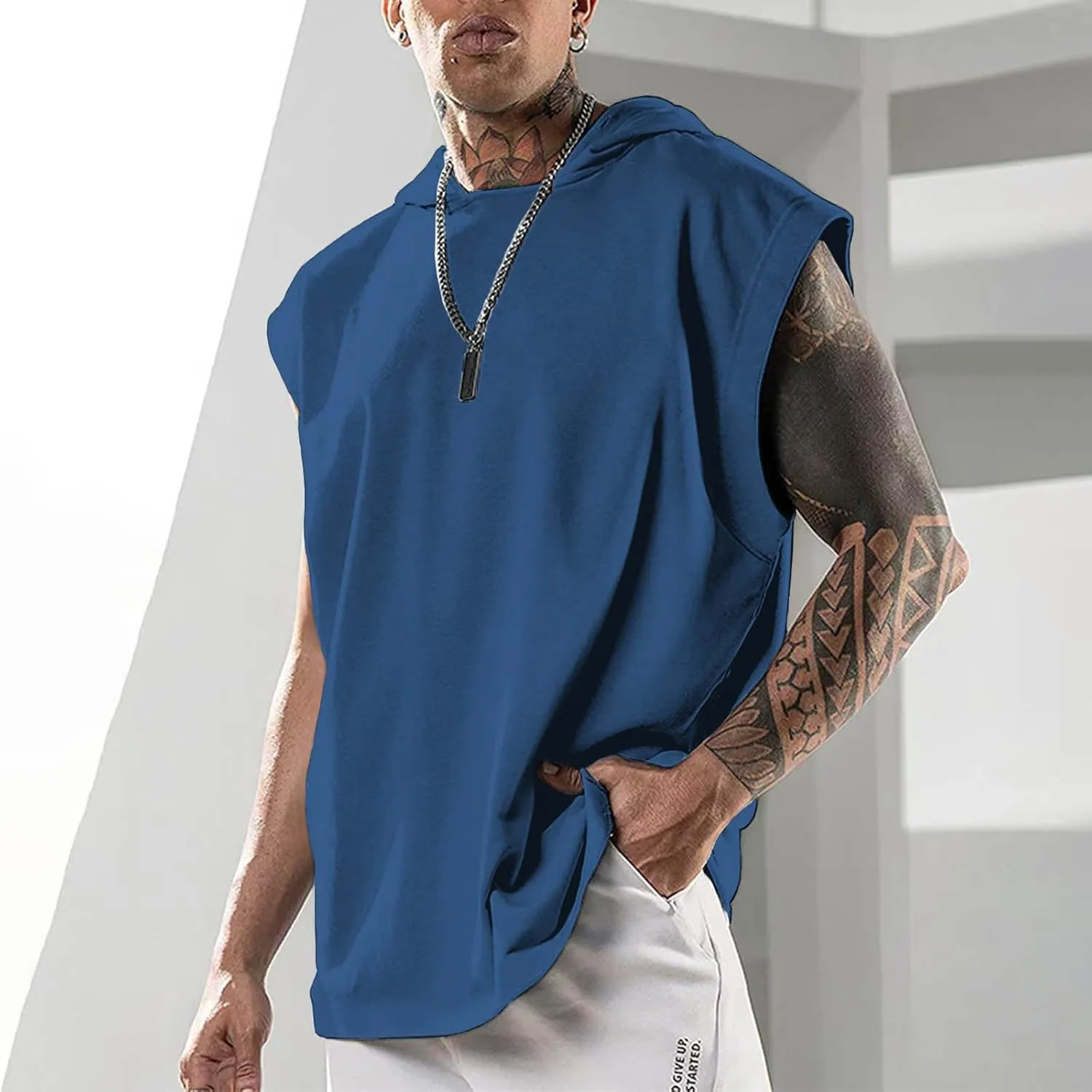 Hooded Muscle Tank Tops for Men Workout Sleeveless Gym Hoodies Cut Off Shirt Moisture Wicking Bodybuilding T-Shirt 2025
