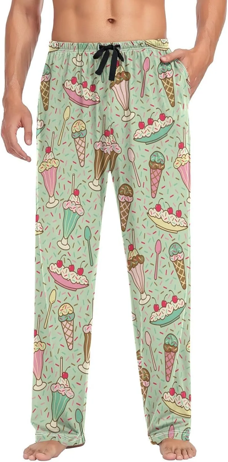 Ice Cream Dessert Candy Pattern Men's Pajama Pants Sleepwear Lounge Pajama Bottoms