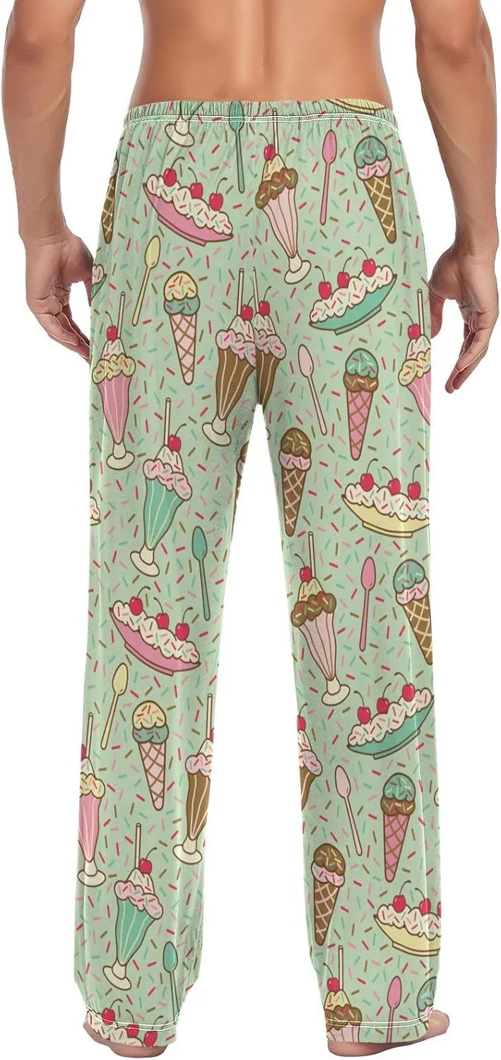 Ice Cream Dessert Candy Pattern Men's Pajama Pants Sleepwear Lounge Pajama Bottoms